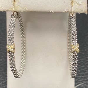 LAGOS CAVIAR LUX   Large X Diamond Caviar Hoop Earrings